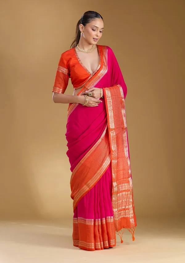 Rani_Pink_Zariwork_Gold_Art_Silk_Silk_Saree