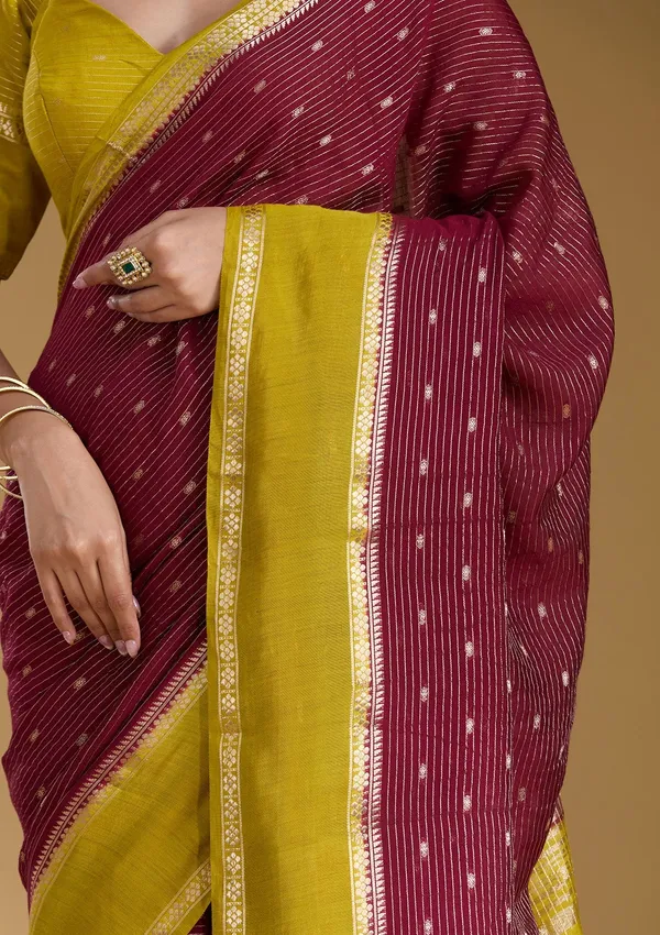 Wine_Zariwork_Gold_Art_Silk_Silk_Saree