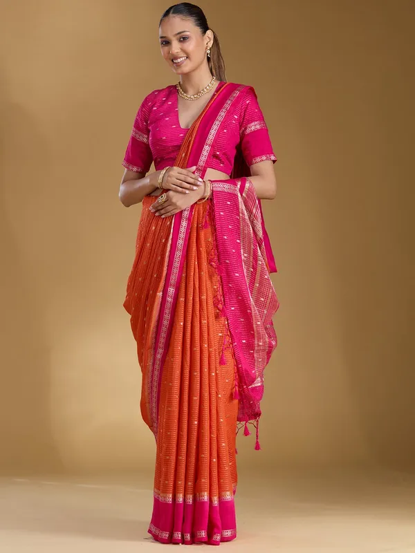 Orange_Zariwork_Gold_Art_Silk_Silk_Saree