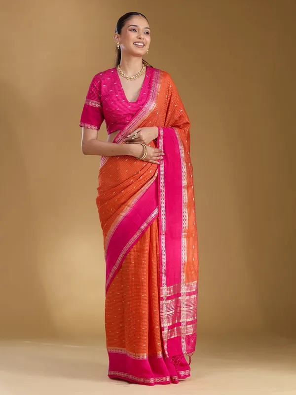 Orange_Zariwork_Gold_Art_Silk_Silk_Saree