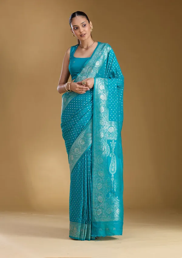 Peacock_Blue_Zariwork_Art_Silk_Silk_Saree