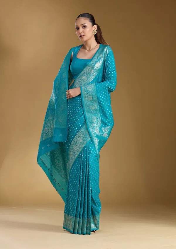 Peacock_Blue_Zariwork_Art_Silk_Silk_Saree