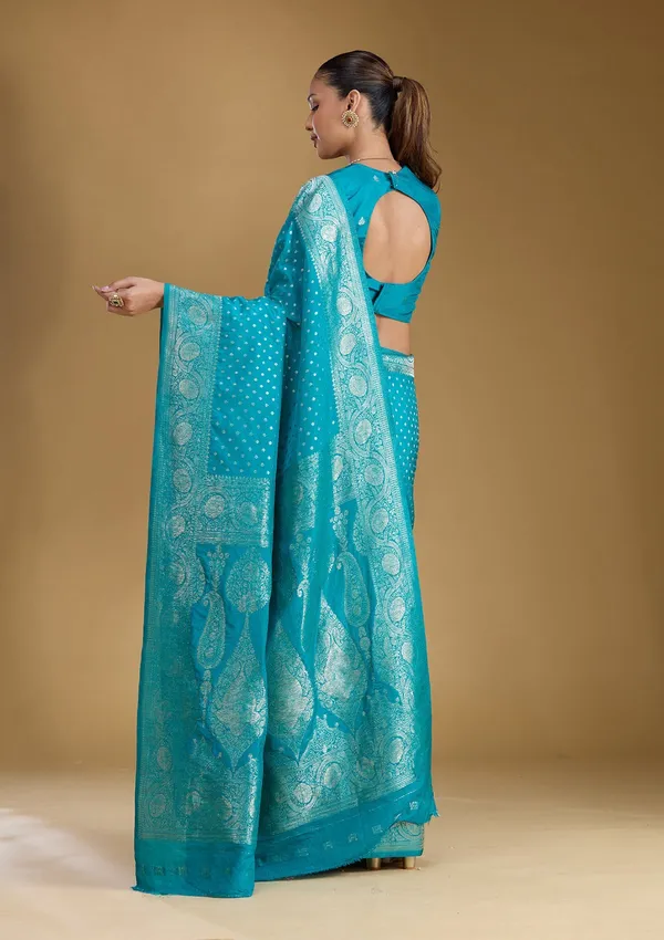 Peacock_Blue_Zariwork_Art_Silk_Silk_Saree