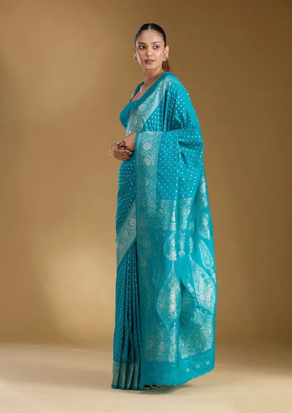 Peacock_Blue_Zariwork_Art_Silk_Silk_Saree