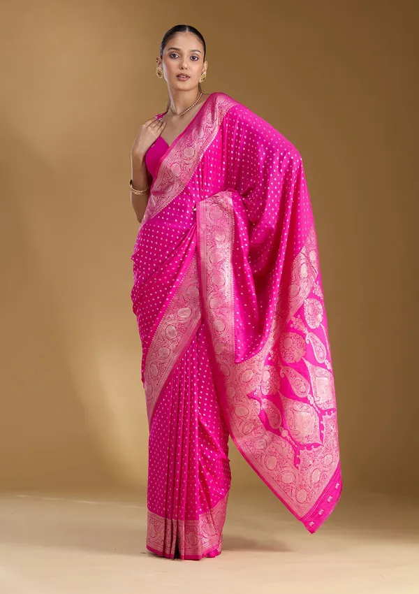 Magenta_Pink_Zariwork_Art_Silk_Silk_Saree