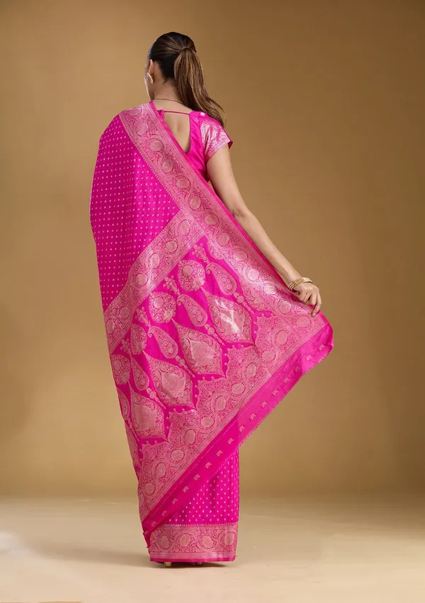 Magenta_Pink_Zariwork_Art_Silk_Silk_Saree
