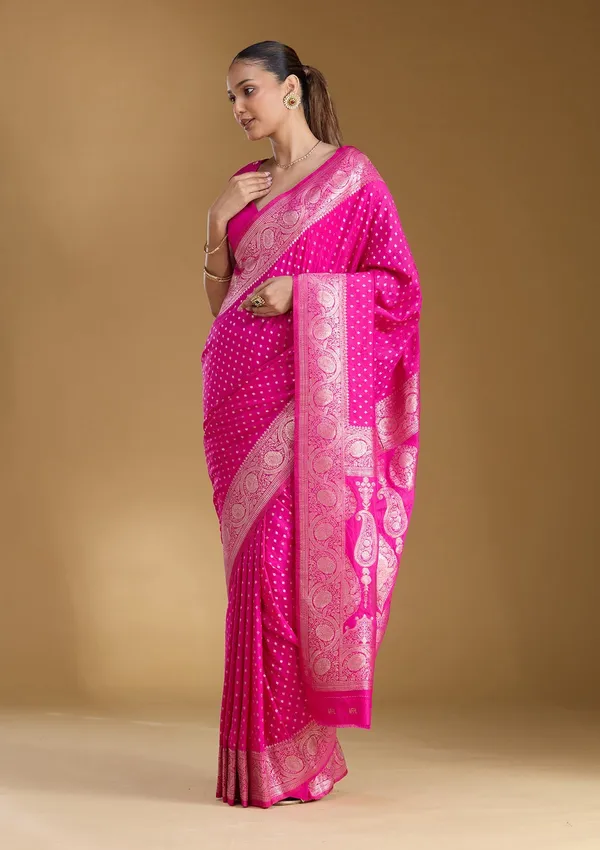 Magenta_Pink_Zariwork_Art_Silk_Silk_Saree