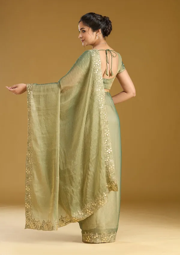 Mehandi_Green_Zariwork_Gold_Tissue_Saree