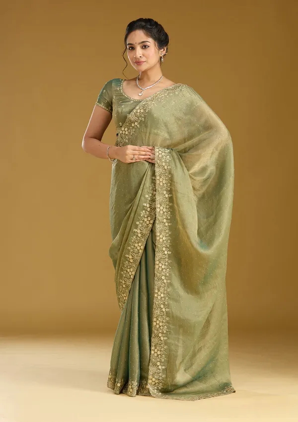 Mehandi_Green_Zariwork_Gold_Tissue_Saree