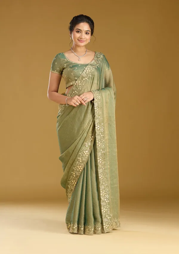 Mehandi_Green_Zariwork_Gold_Tissue_Saree