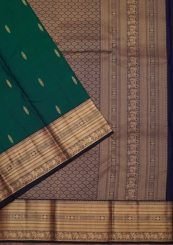 Peacock_Green_Zariwork_Gold_Silk_Silk_Saree