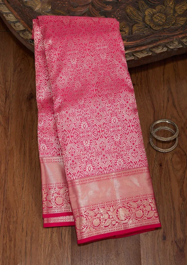 Rani_Pink_Zariwork_Silver_Pure_Silk_Silk_Saree
