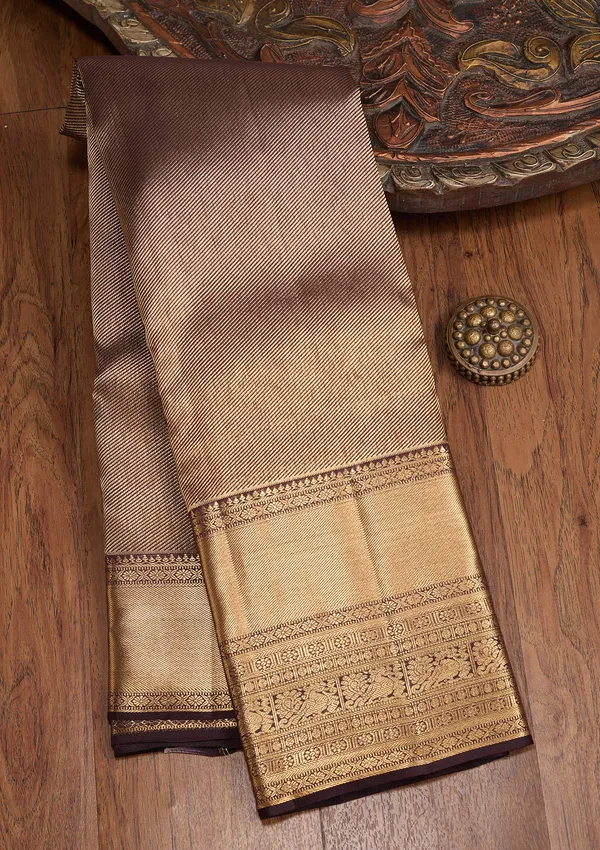 Brown_Zariwork_Gold_Pure_Silk_Silk_Saree
