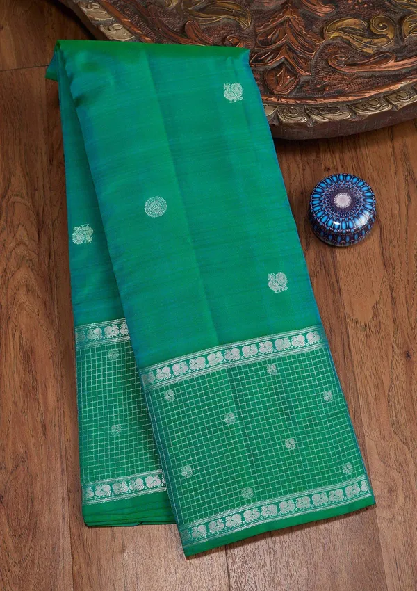 Peacock_Blue_Zariwork_Gold_Pure_Silk_Silk_Saree