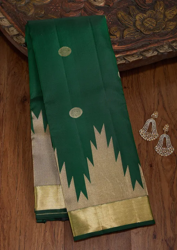 Bottle_Green_Zariwork_Gold_Silk_Silk_Saree