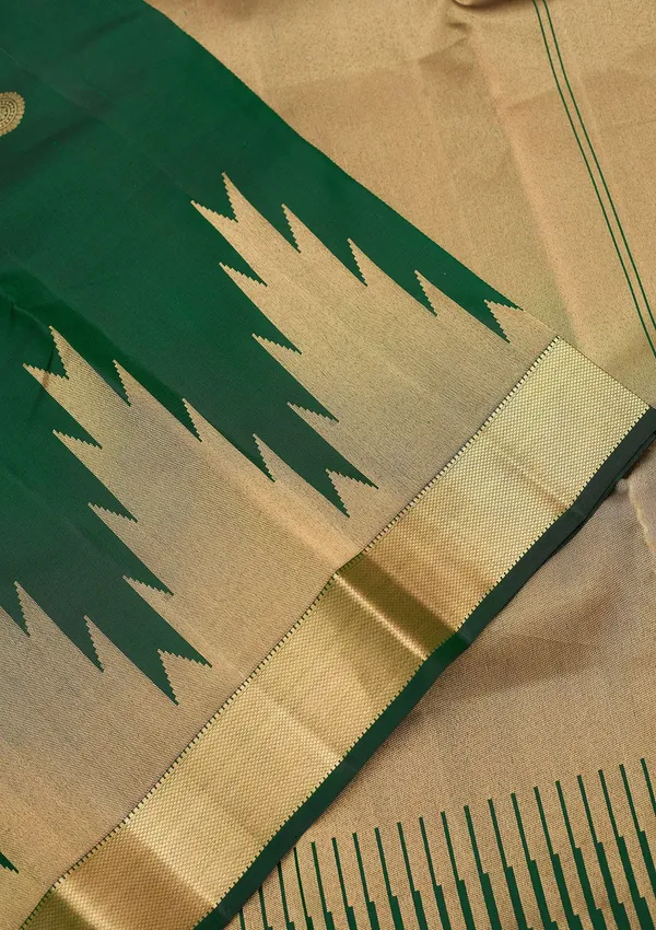 Bottle_Green_Zariwork_Gold_Silk_Silk_Saree