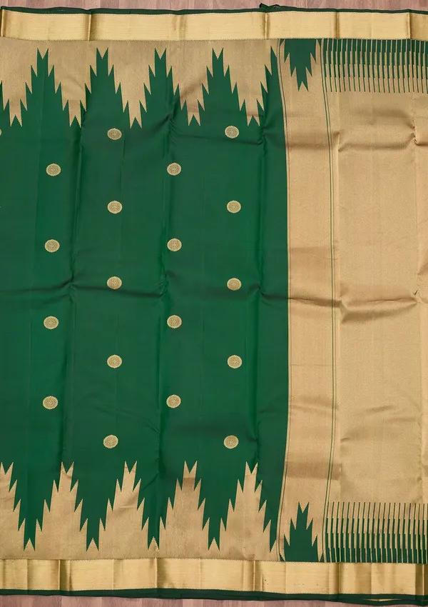 Bottle_Green_Zariwork_Gold_Silk_Silk_Saree