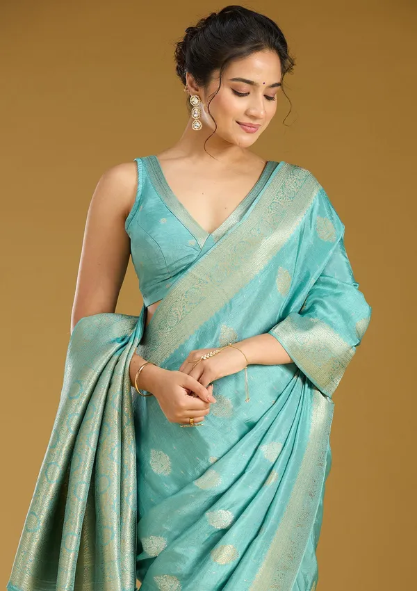 Sky_Blue_Zariwork_Gold_Silk_Silk_Saree