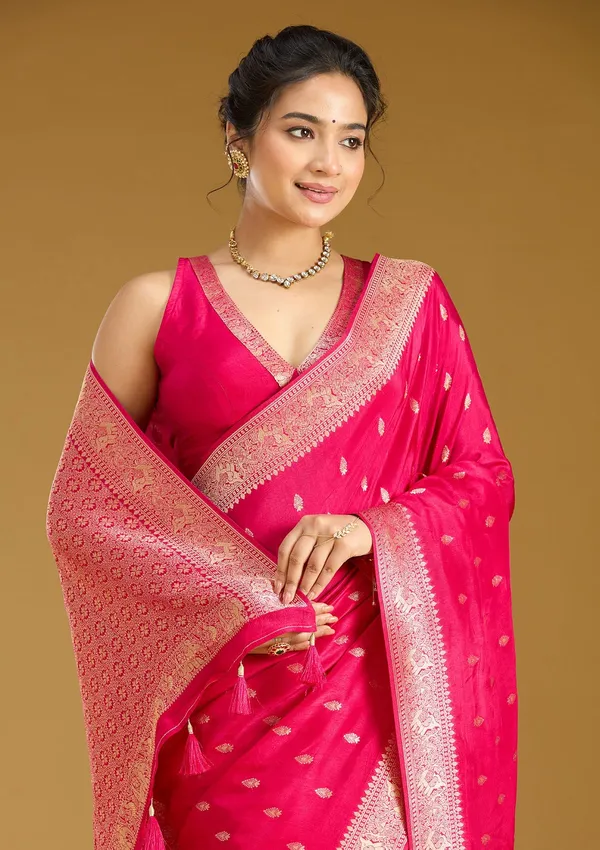 Rani_Pink_Zariwork_Gold_Silk_Silk_Saree