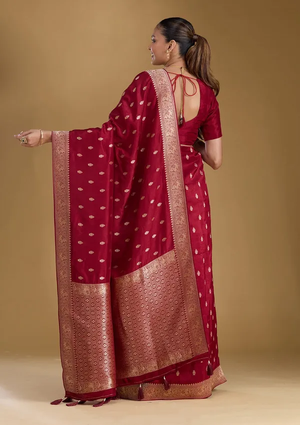 Maroon_Zariwork_Gold_Silk_Silk_Saree