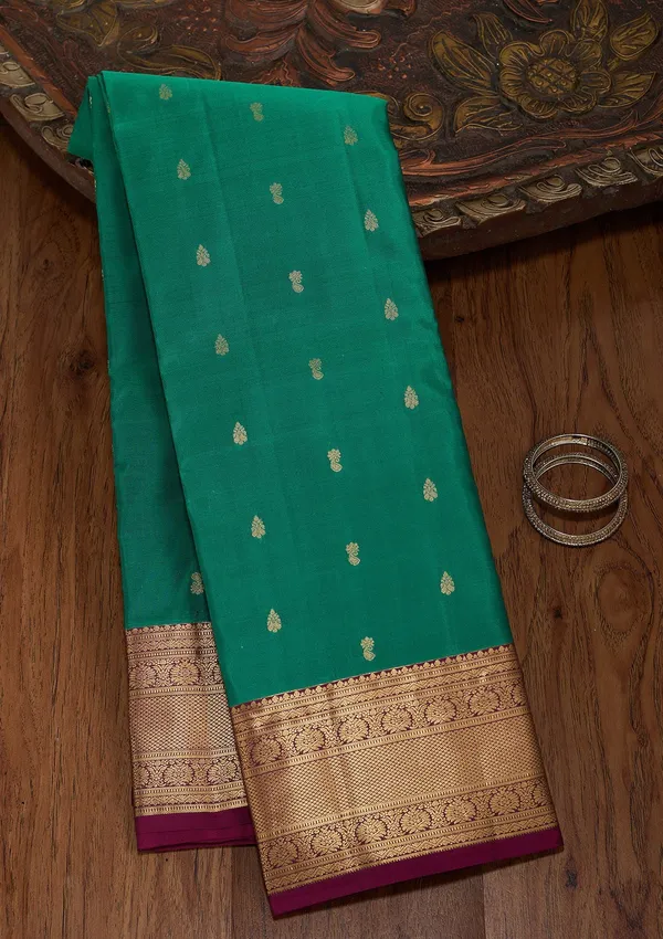 Rama_Green_Zariwork_Gold_Pure_Silk_Silk_Saree