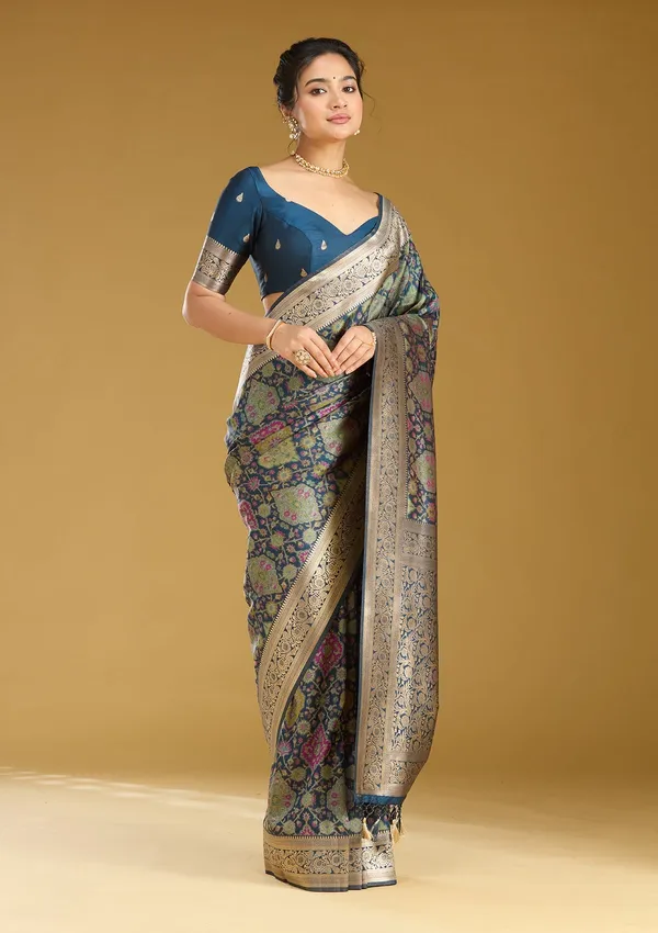 Peacock_Blue_Zariwork_Silver_Art_Silk_Silk_Saree