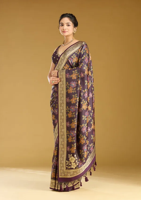 Wine_Zariwork_Gold_Art_Silk_Silk_Saree