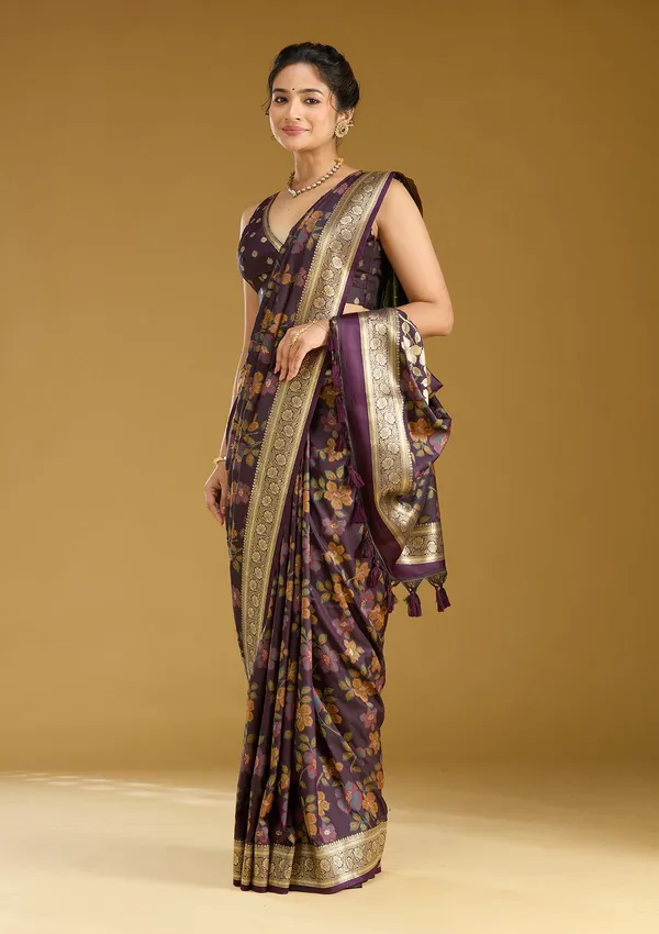 Wine_Zariwork_Gold_Art_Silk_Silk_Saree