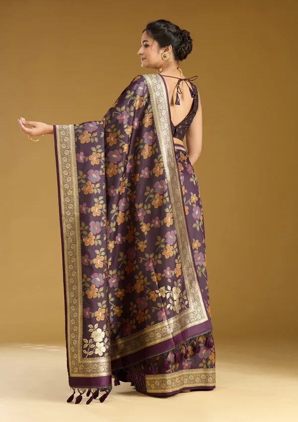 Wine_Zariwork_Gold_Art_Silk_Silk_Saree