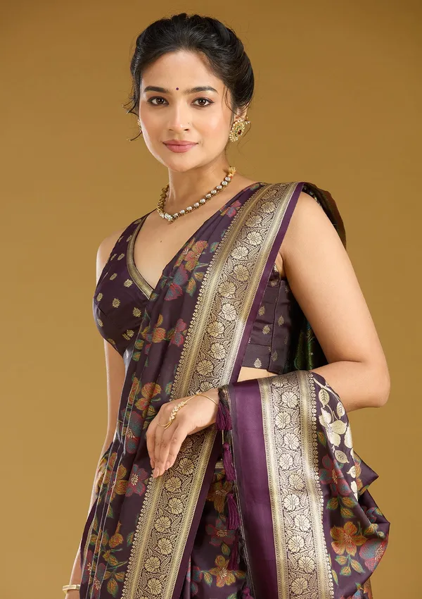Wine_Zariwork_Gold_Art_Silk_Silk_Saree