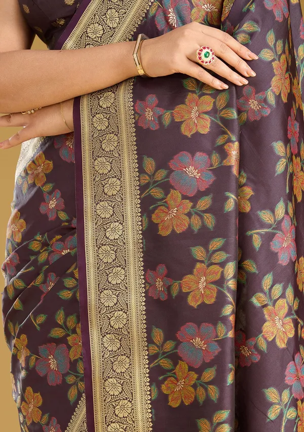 Wine_Zariwork_Gold_Art_Silk_Silk_Saree