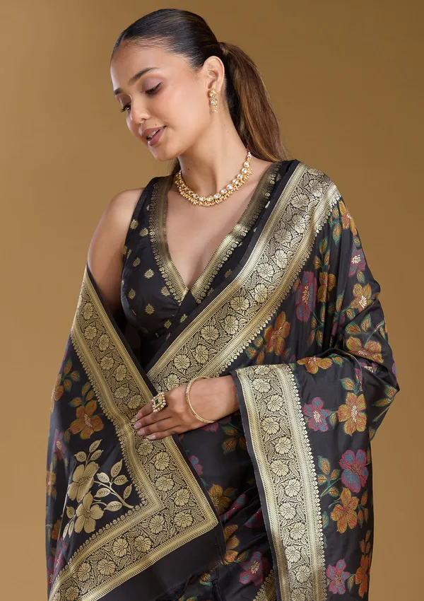 Black_Zariwork_Gold_Art_Silk_Silk_Saree