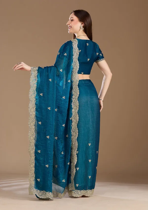 Peacock_Blue_Zariwork_Gold_Tissue_Saree