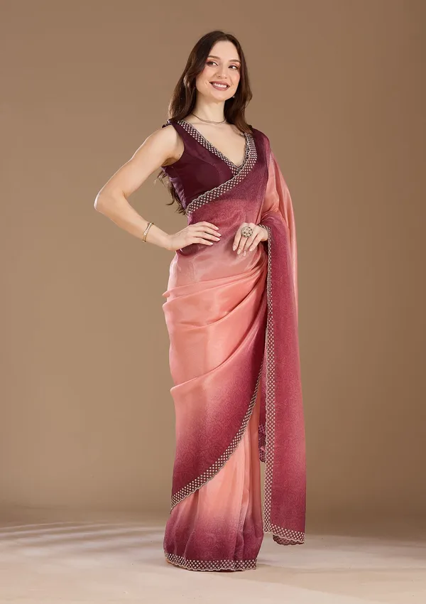 Peach_Stonework_Gold_Organza_Saree