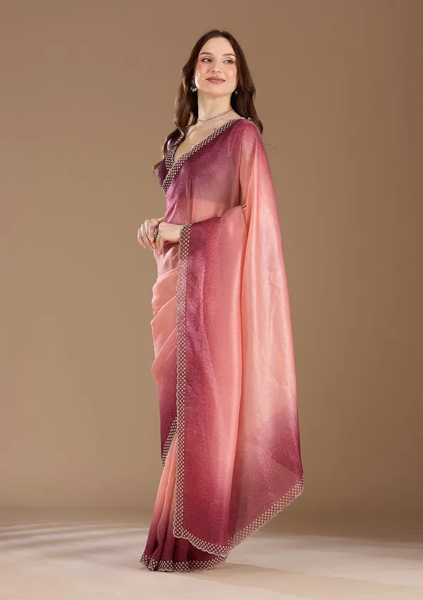 Peach_Stonework_Gold_Organza_Saree