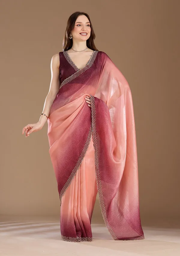 Peach_Stonework_Gold_Organza_Saree