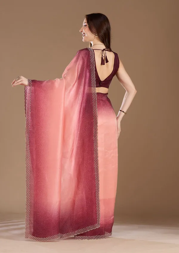 Peach_Stonework_Gold_Organza_Saree