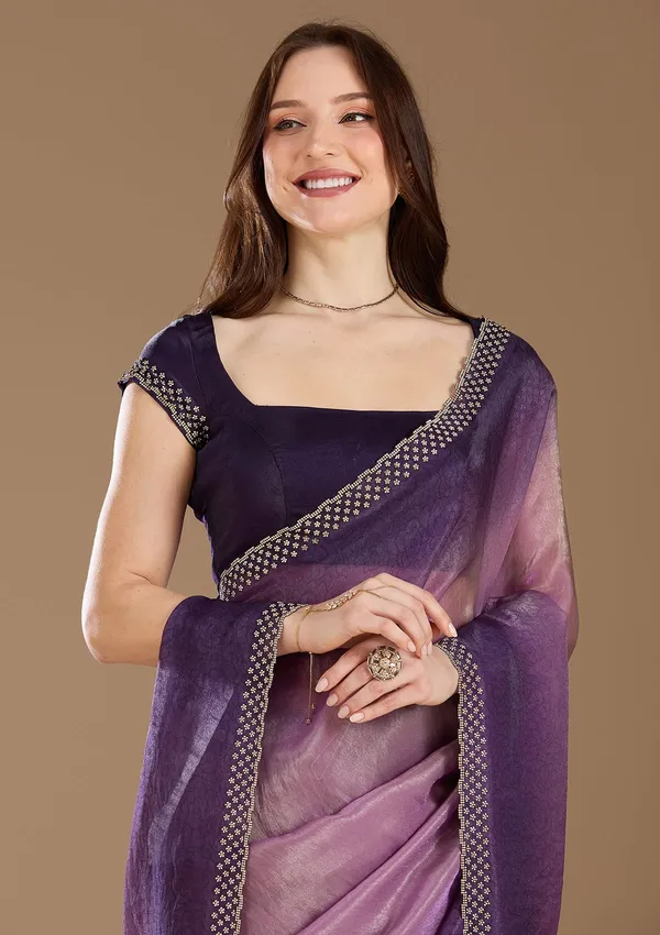 Lavender_Stonework_Gold_Organza_Saree