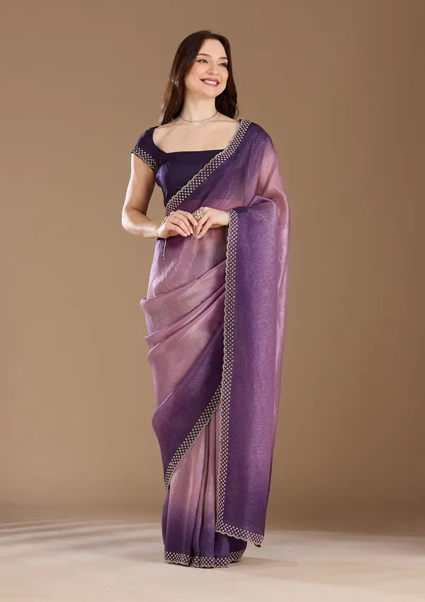 Lavender_Stonework_Gold_Organza_Saree