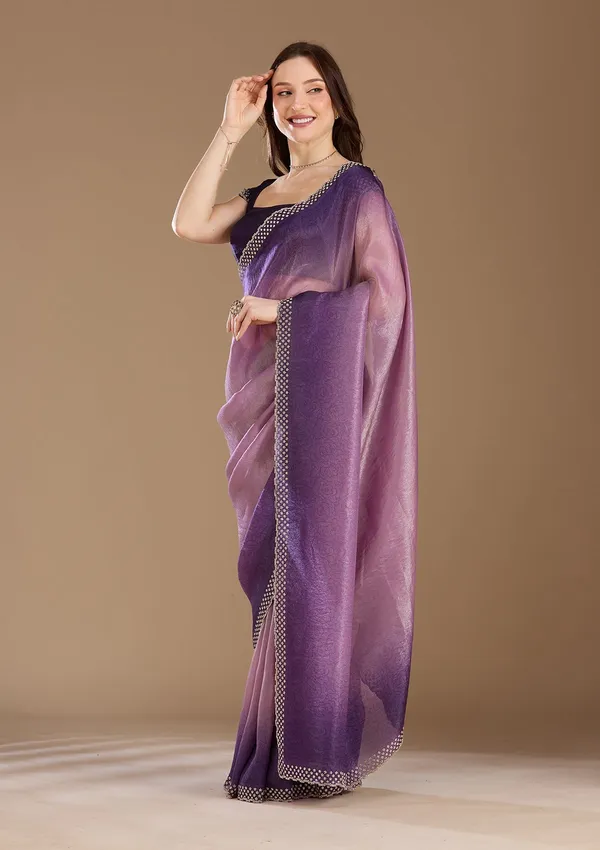 Lavender_Stonework_Gold_Organza_Saree