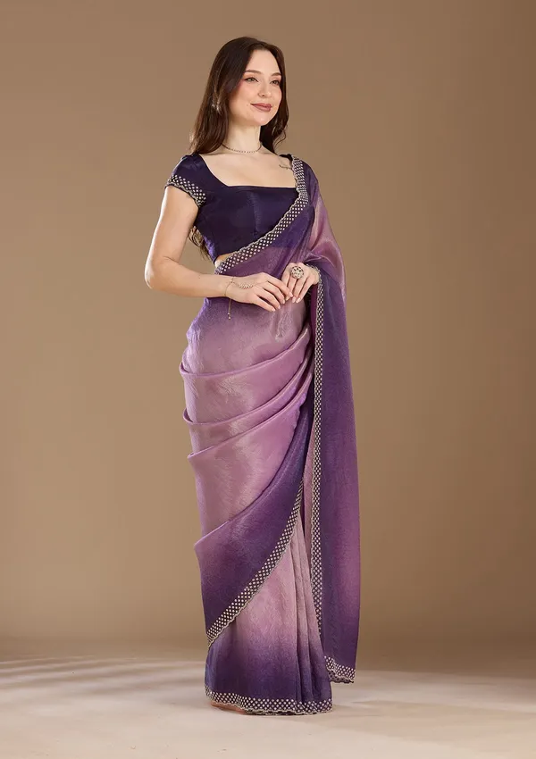 Lavender_Stonework_Gold_Organza_Saree