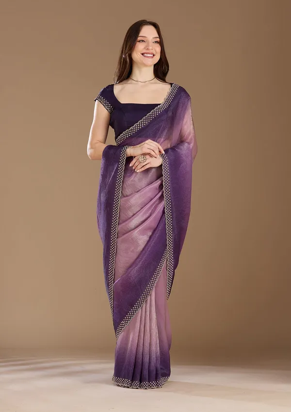 Lavender_Stonework_Gold_Organza_Saree