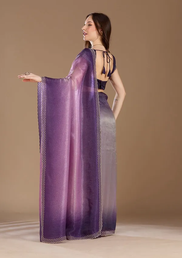 Lavender_Stonework_Gold_Organza_Saree