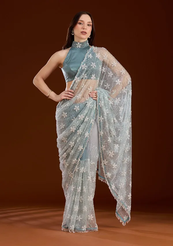 Sky_Blue_Sequins_Net_Saree