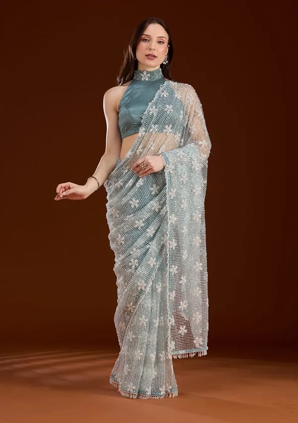 Sky_Blue_Sequins_Net_Saree
