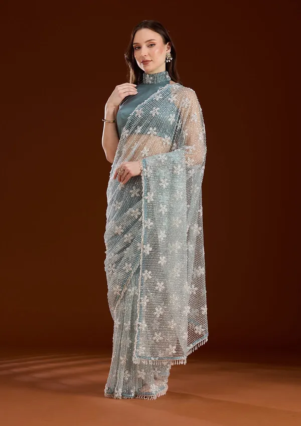 Sky_Blue_Sequins_Net_Saree