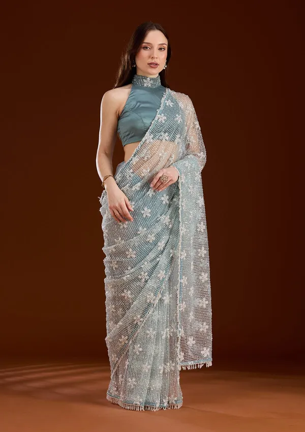 Sky_Blue_Sequins_Net_Saree