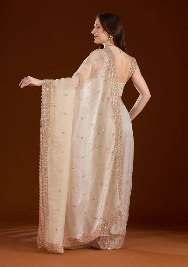 Beige_Sequins_Tissue_Saree