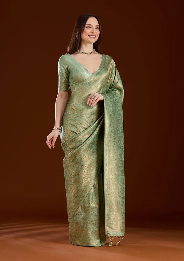 Pista_Green_Zariwork_Art_Silk_Silk_Saree