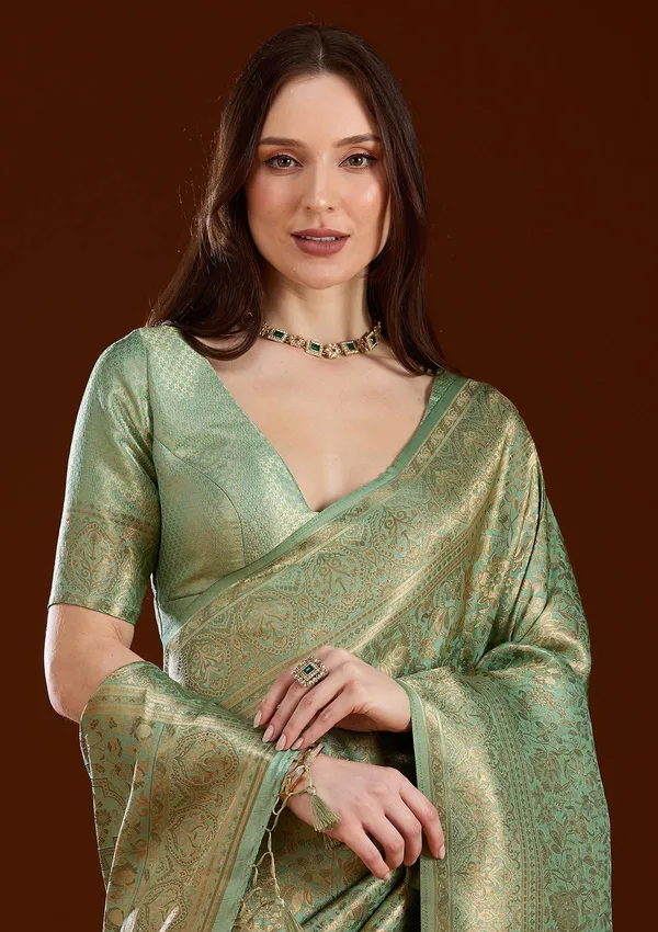 Pista_Green_Zariwork_Art_Silk_Silk_Saree